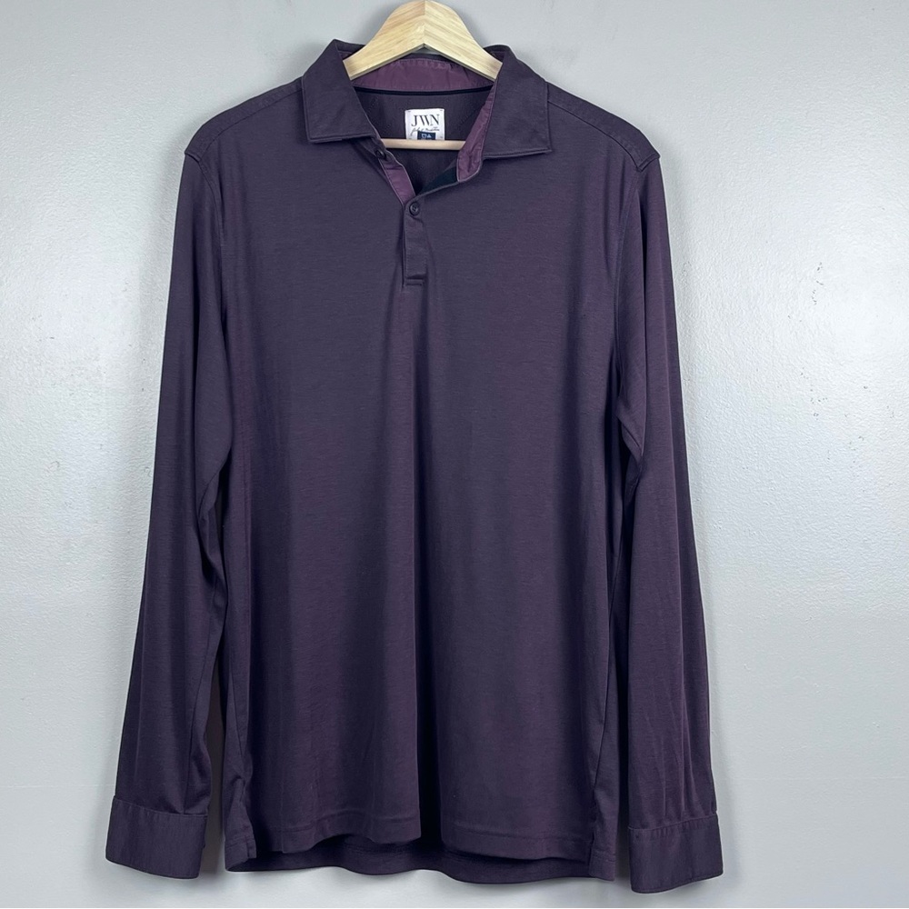 John W. Nordstrom JWN Men's Purple Pima Cotton Blend Long Sleeve Polo Size M